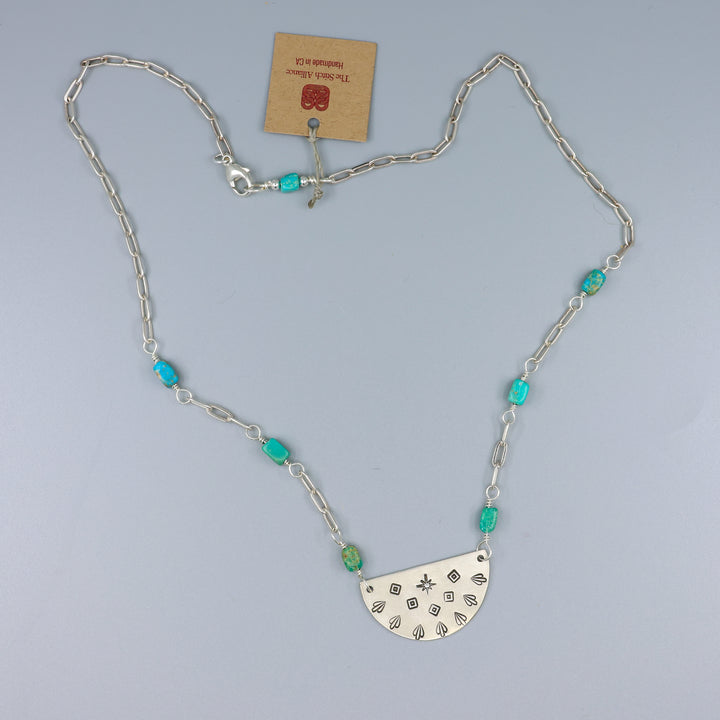 southwest sterling silver and turquoise necklace full view