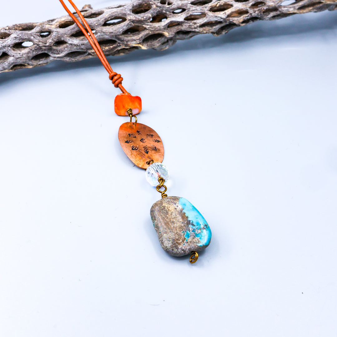 Southwest Suncatcher, Copper, Turquoise, Spiny Oyster