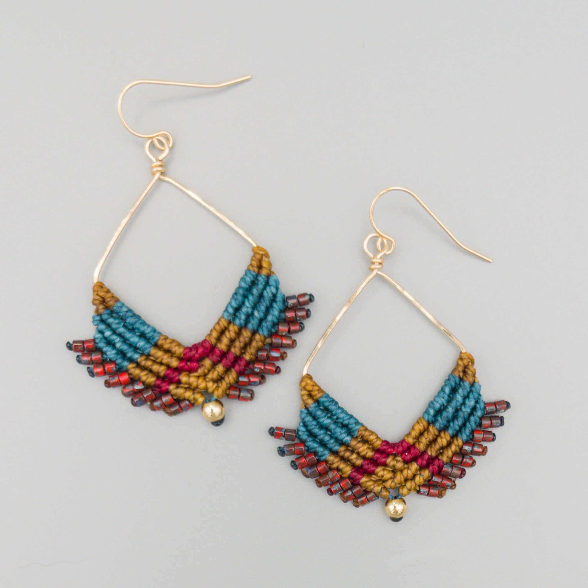 Beaded 14K Gold Filled Infinity Hoops (LG) - Blue popular and Gold - Handwoven Seed Bead Square Stitch Beaded Hoop Earrings