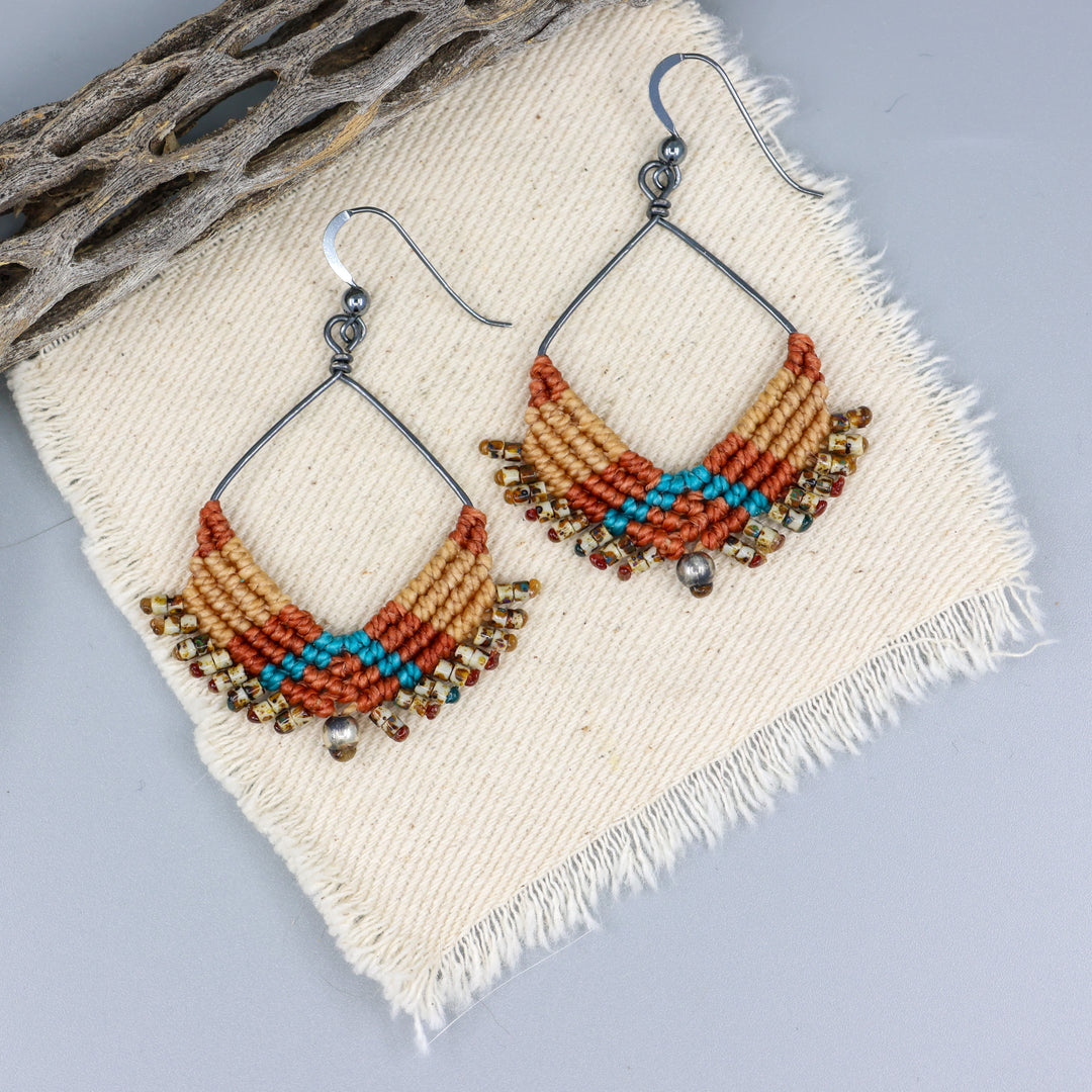 sedona inspired macrame statement hoop earrings