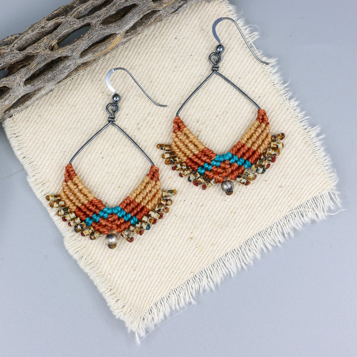 sedona inspired macrame statement hoop earrings