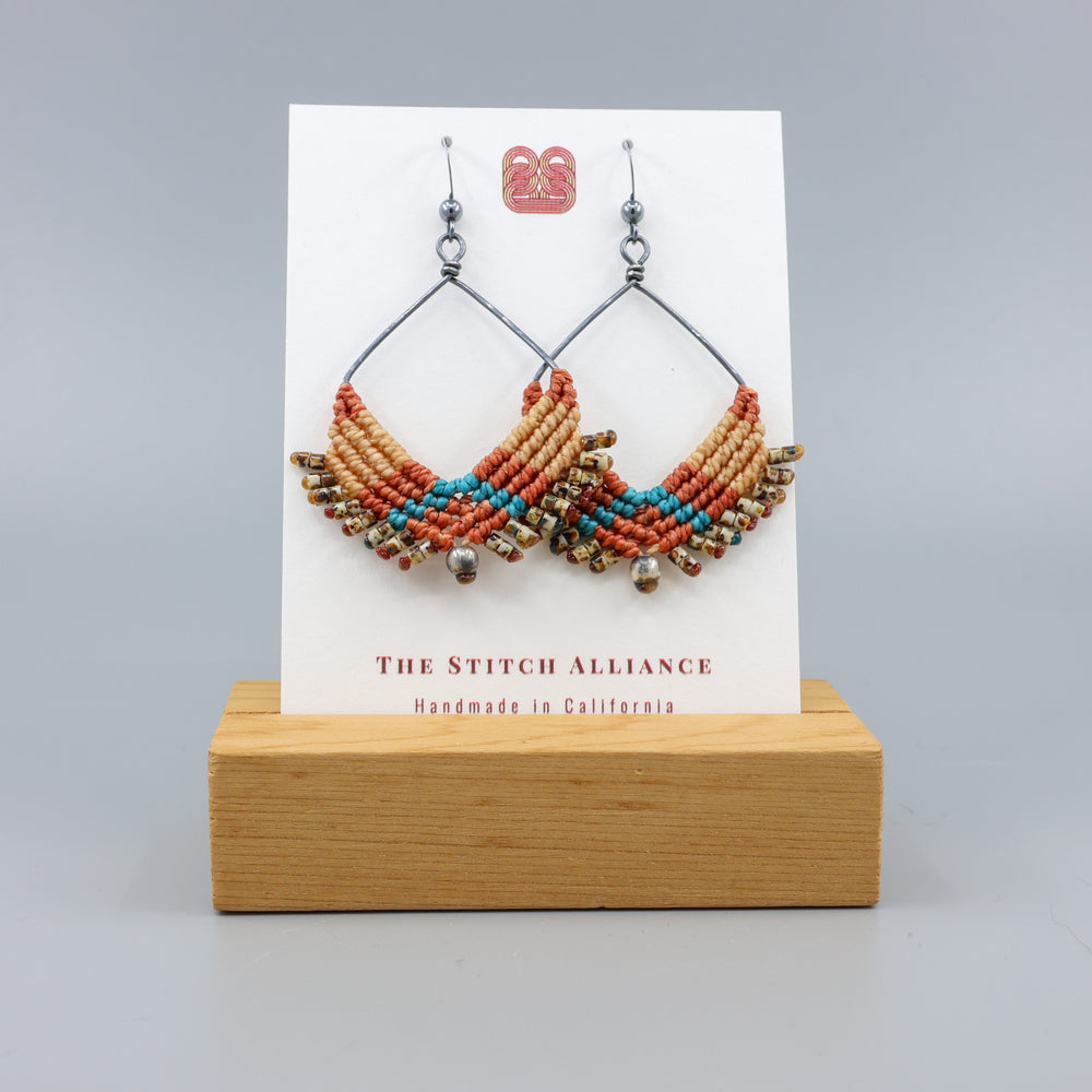 handmade sedona inspired macrame statement hoop earrings