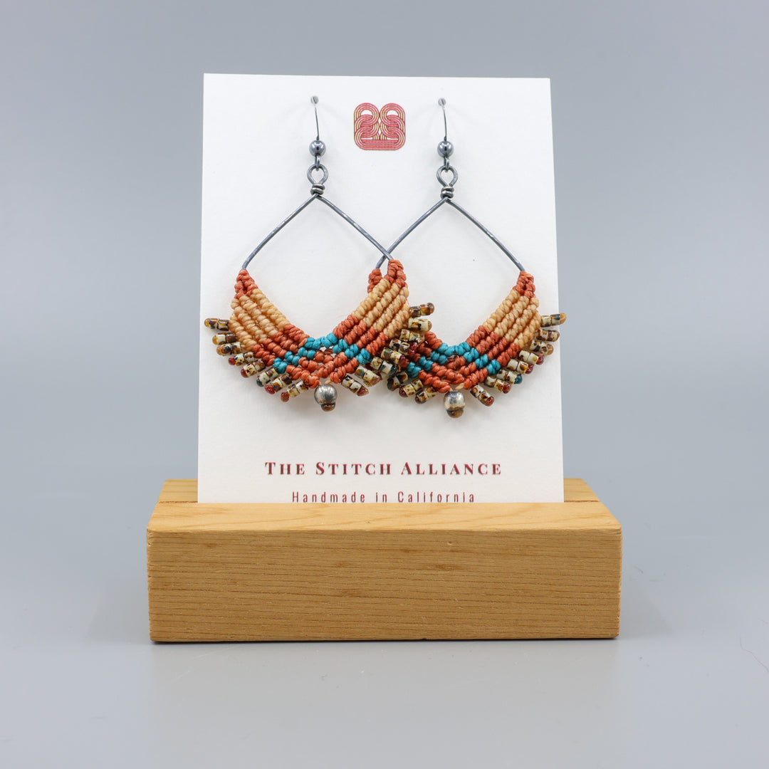 handmade sedona inspired macrame statement hoop earrings
