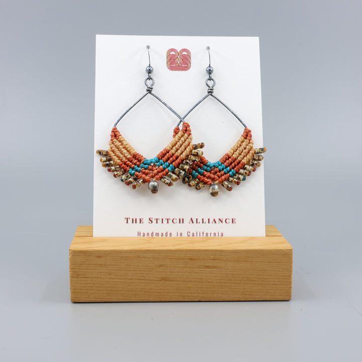 handmade sedona inspired macrame statement hoop earrings