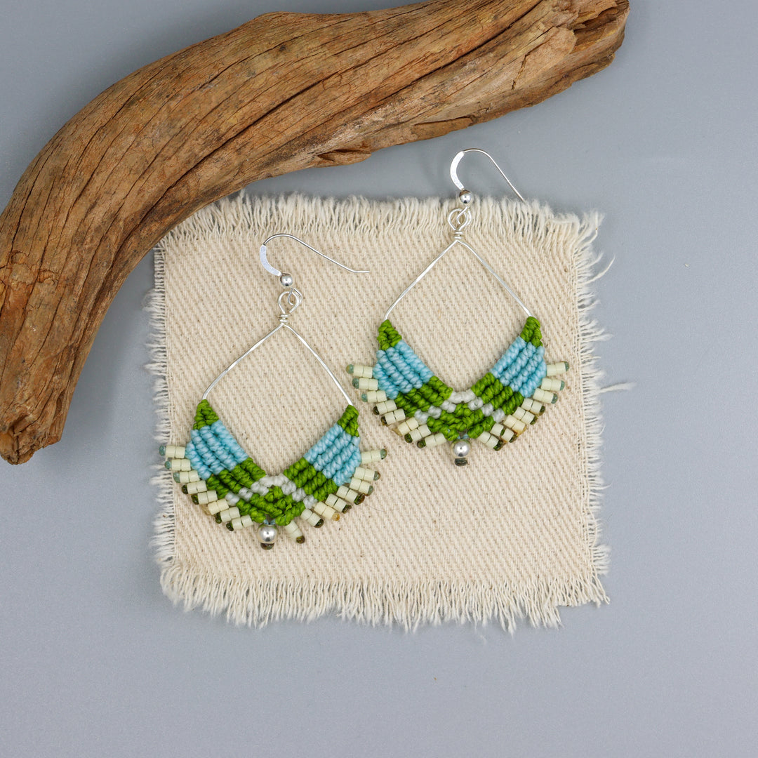 Square Hoop Earring / Meadow / Sterling Silver