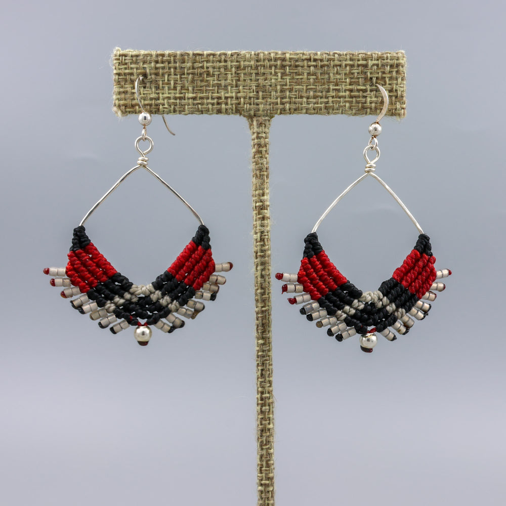 handmade square hoop earrings boho western macrame style