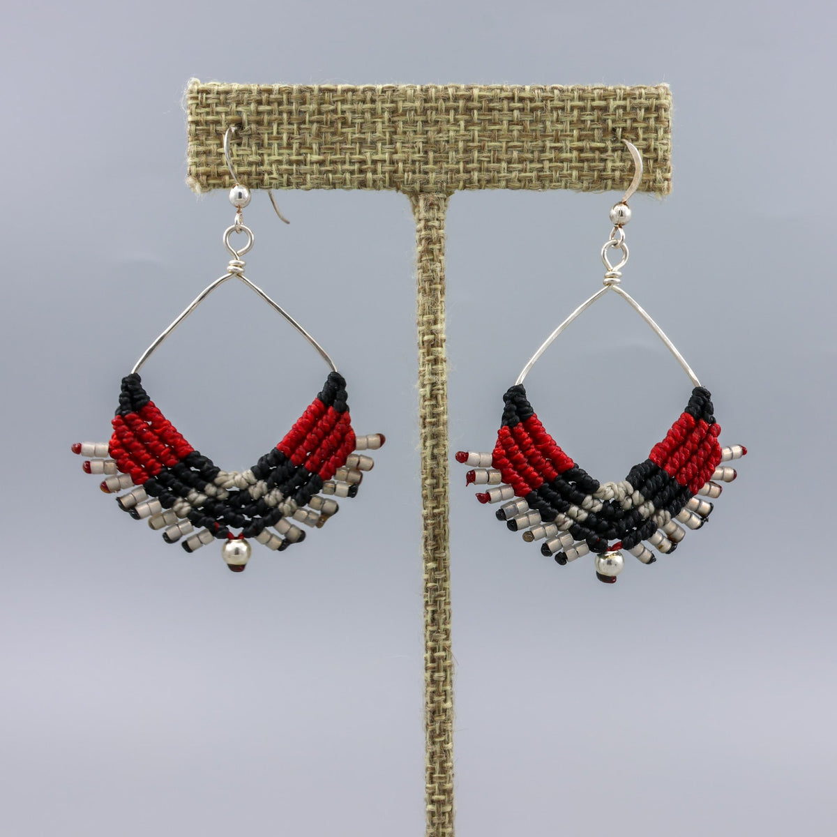 handmade square hoop earrings boho western macrame style