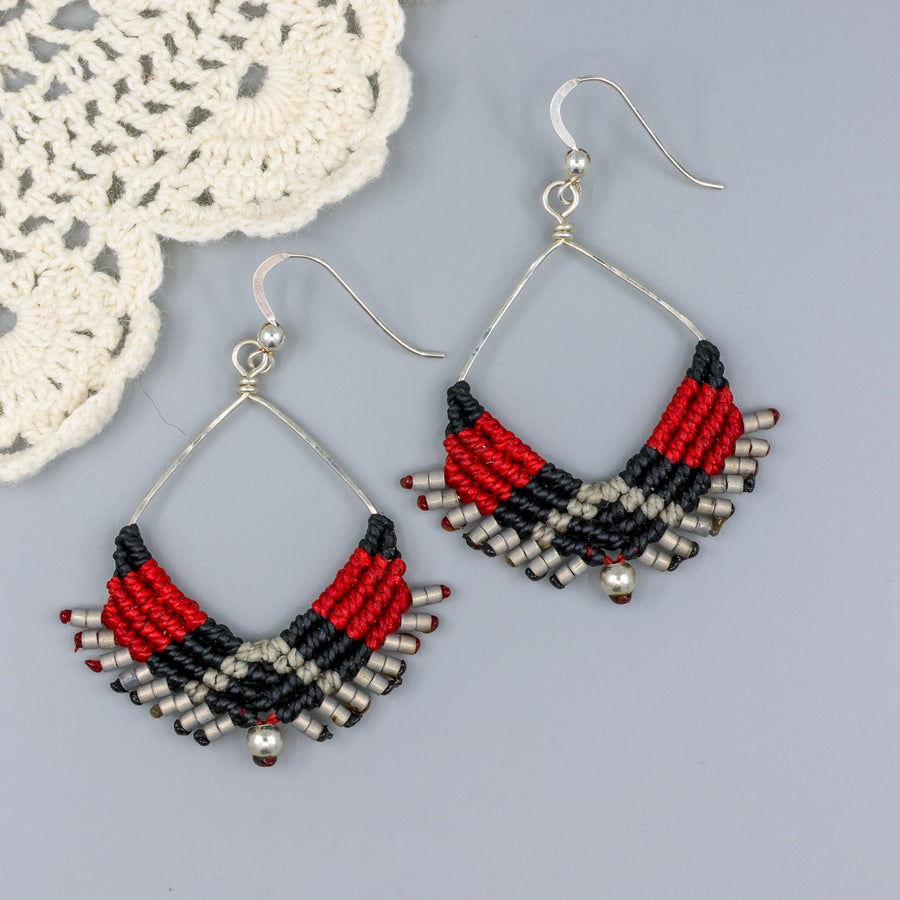 handmade square hoop earrings boho western macrame style