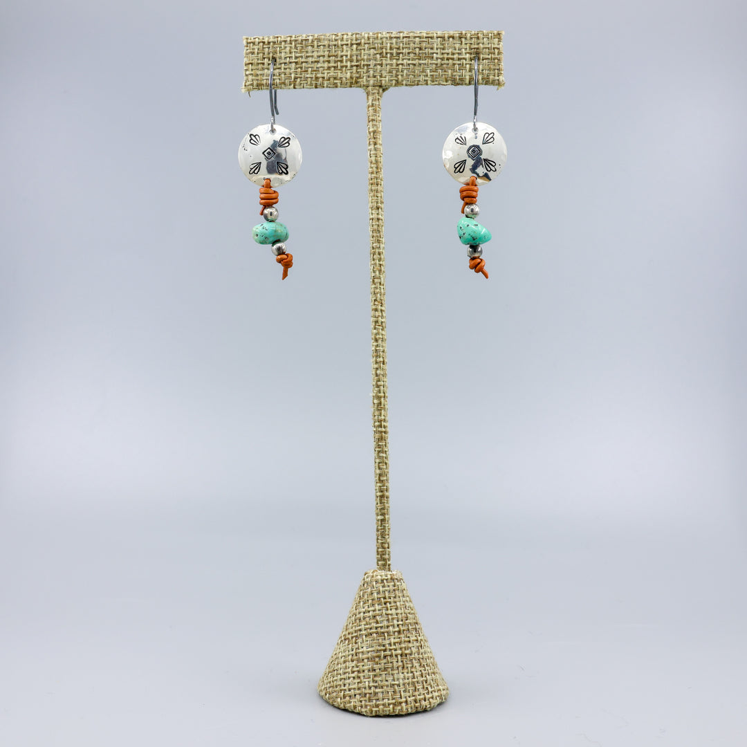 Turquoise Drop Earrings / Sterling Silver / Brown