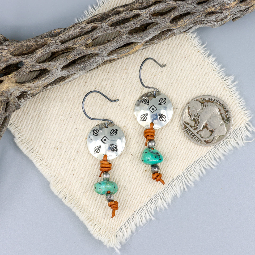 Turquoise Drop Earrings / Sterling Silver / Brown