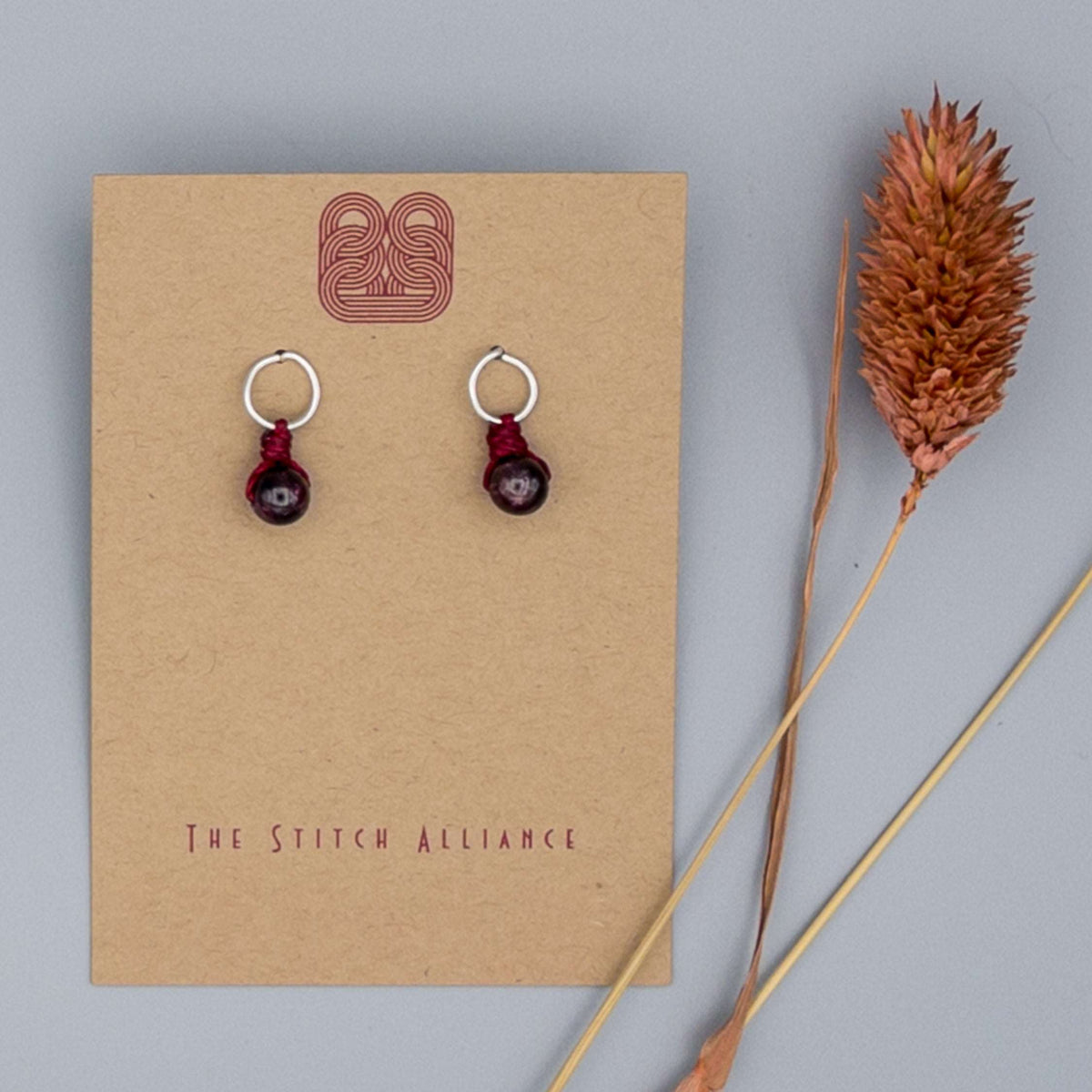 Circle Post - Sterling Silver / Garnet