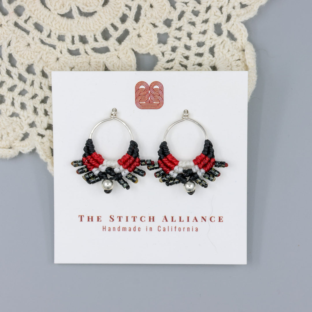 handmade, boho western macrame earrings - sterling silver