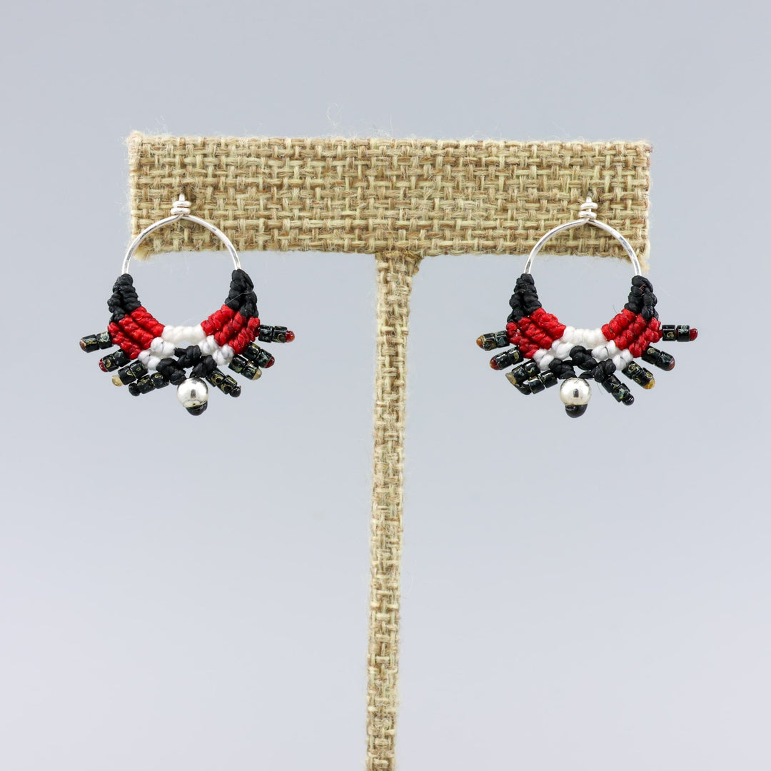 handmade, boho western macrame earrings - sterling silver on a linen hanger