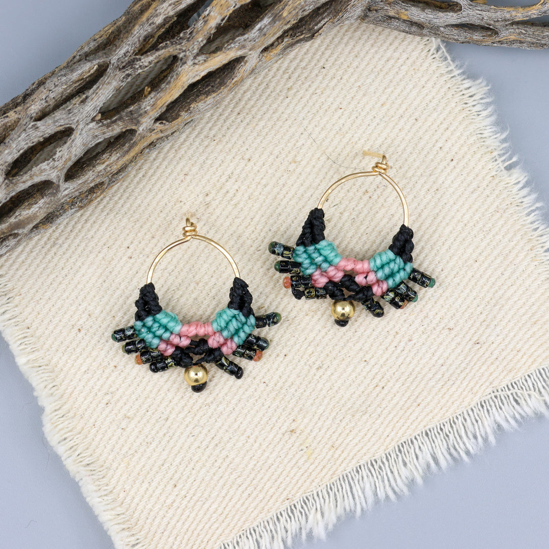 Sun Circle Earrings / Night Sky / Gold Fill