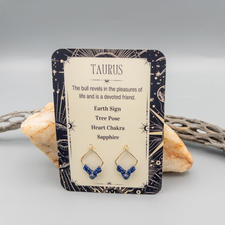 Taurus Sapphire Earrings - Gold Fill