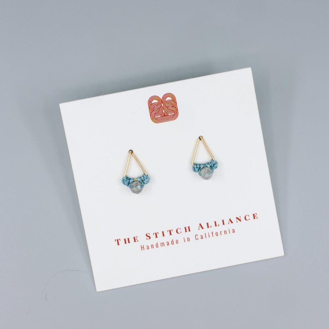 Labradorite Stud Earrings / Triangle / Gold Fill