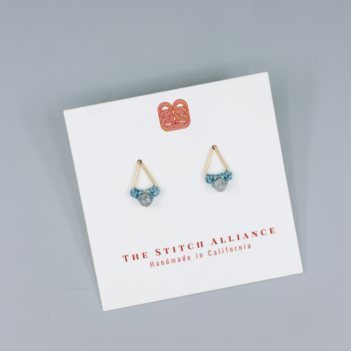 Labradorite Stud Earrings / Triangle / Gold Fill