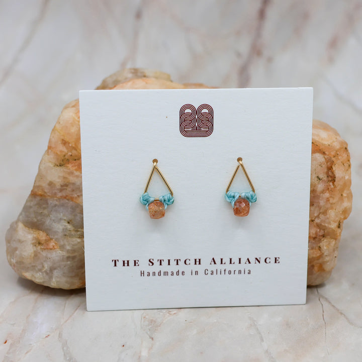 14k gold fill and sunstone stud earrings