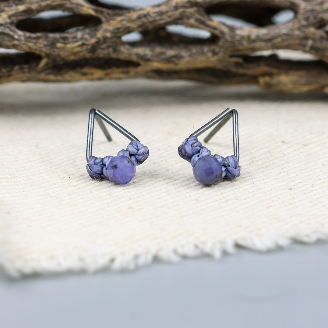 handmade tanzanite stud earrings sterling silver