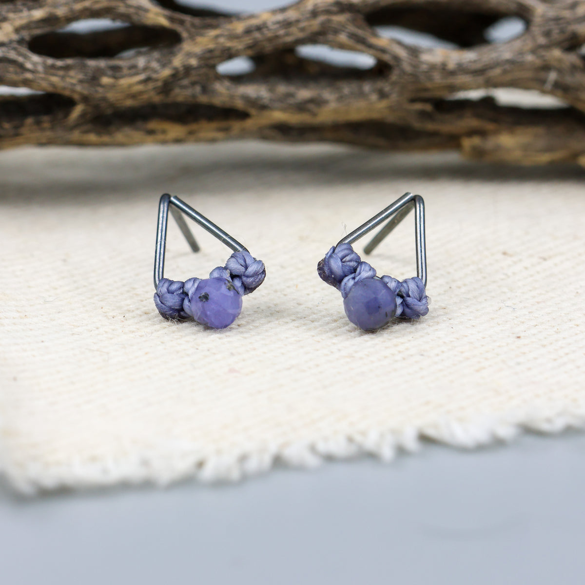 handmade tanzanite stud earrings sterling silver