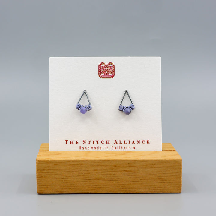 handmade tanzanite stud earrings oxidized sterling silver