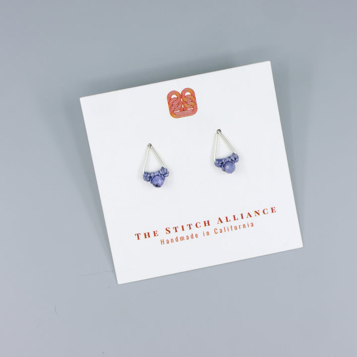 Tanzanite Stud Earrings / Triangle / Sterling Silver