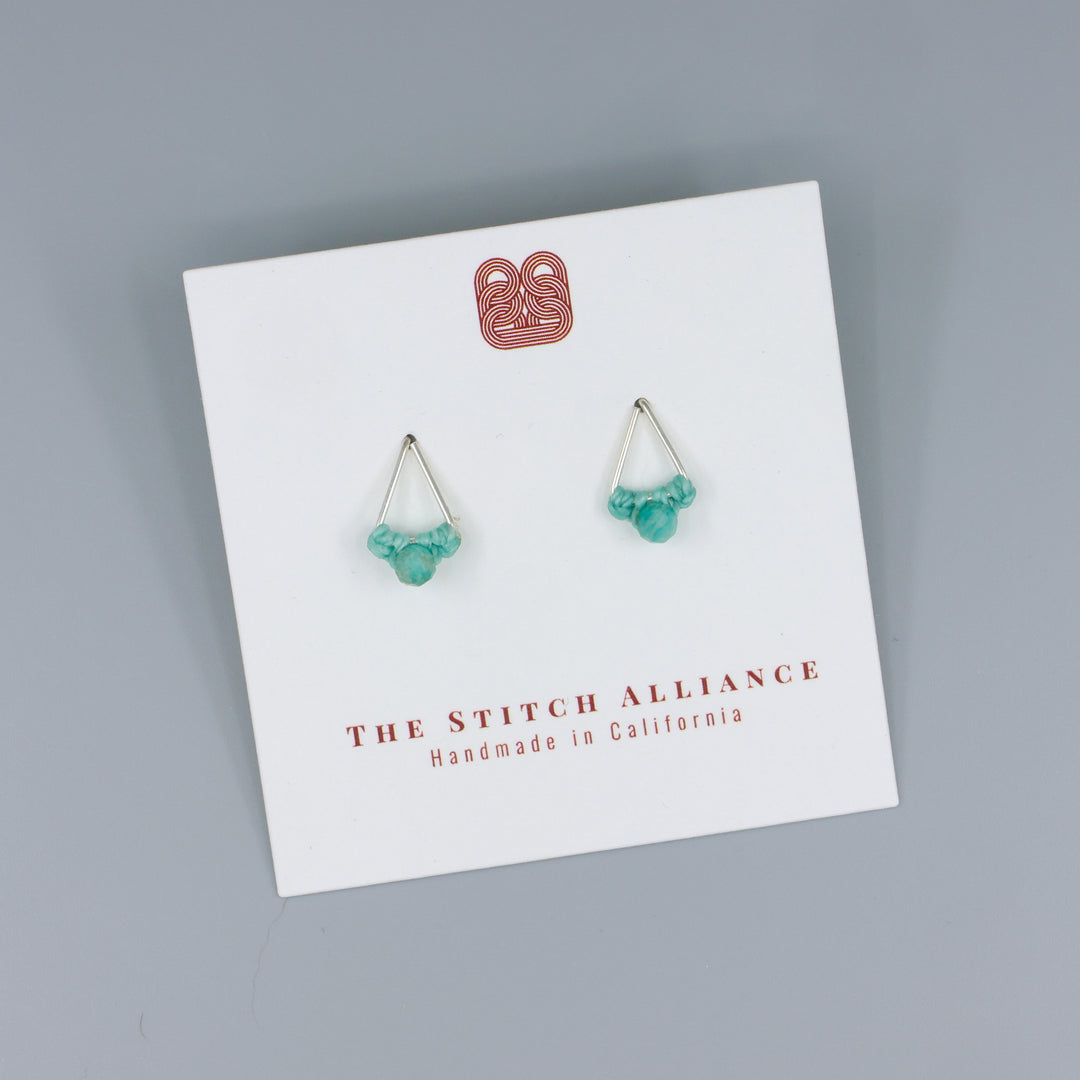 handmade amazonite stud earrings triangle sterling silver