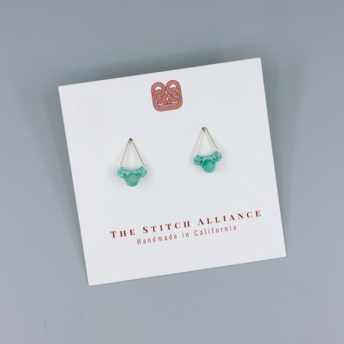 handmade amazonite stud earrings triangle sterling silver