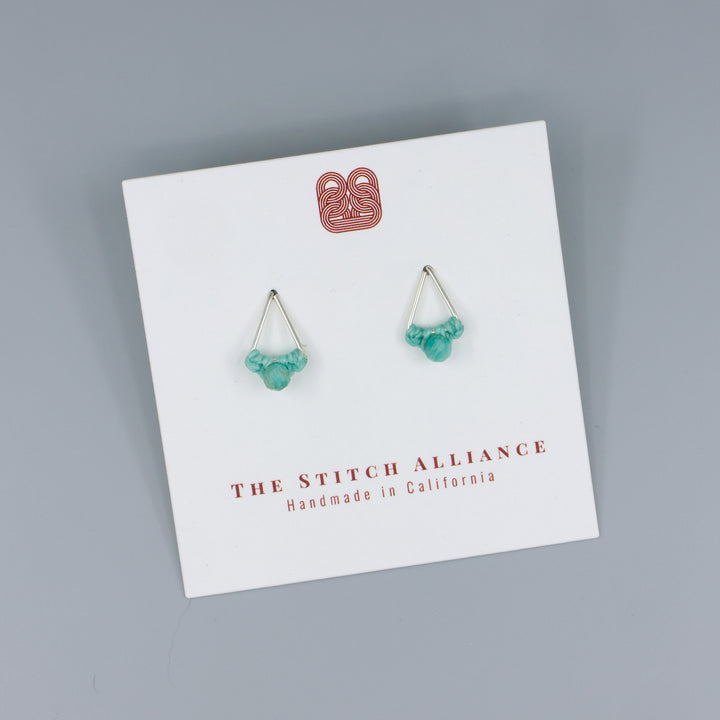 handmade amazonite stud earrings triangle sterling silver