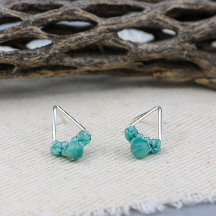 Amazonite Stud Earrings / Triangle / Sterling Silver