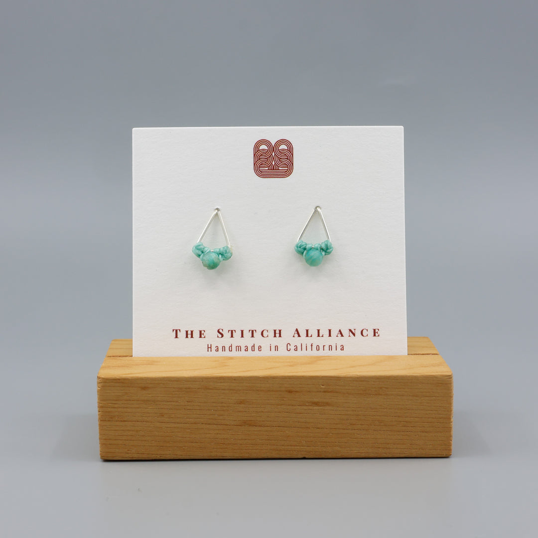 Amazonite Stud Earrings / Triangle / Sterling Silver