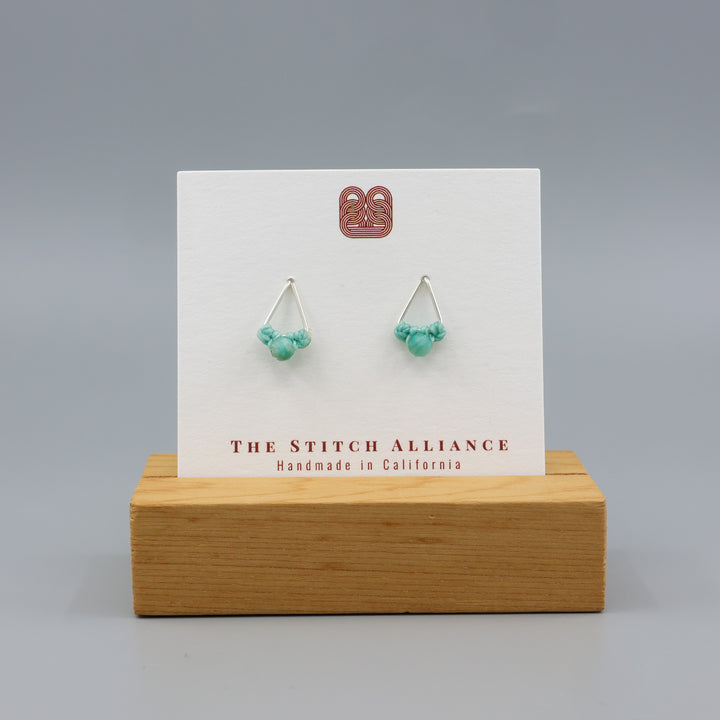 Amazonite Stud Earrings / Triangle / Sterling Silver