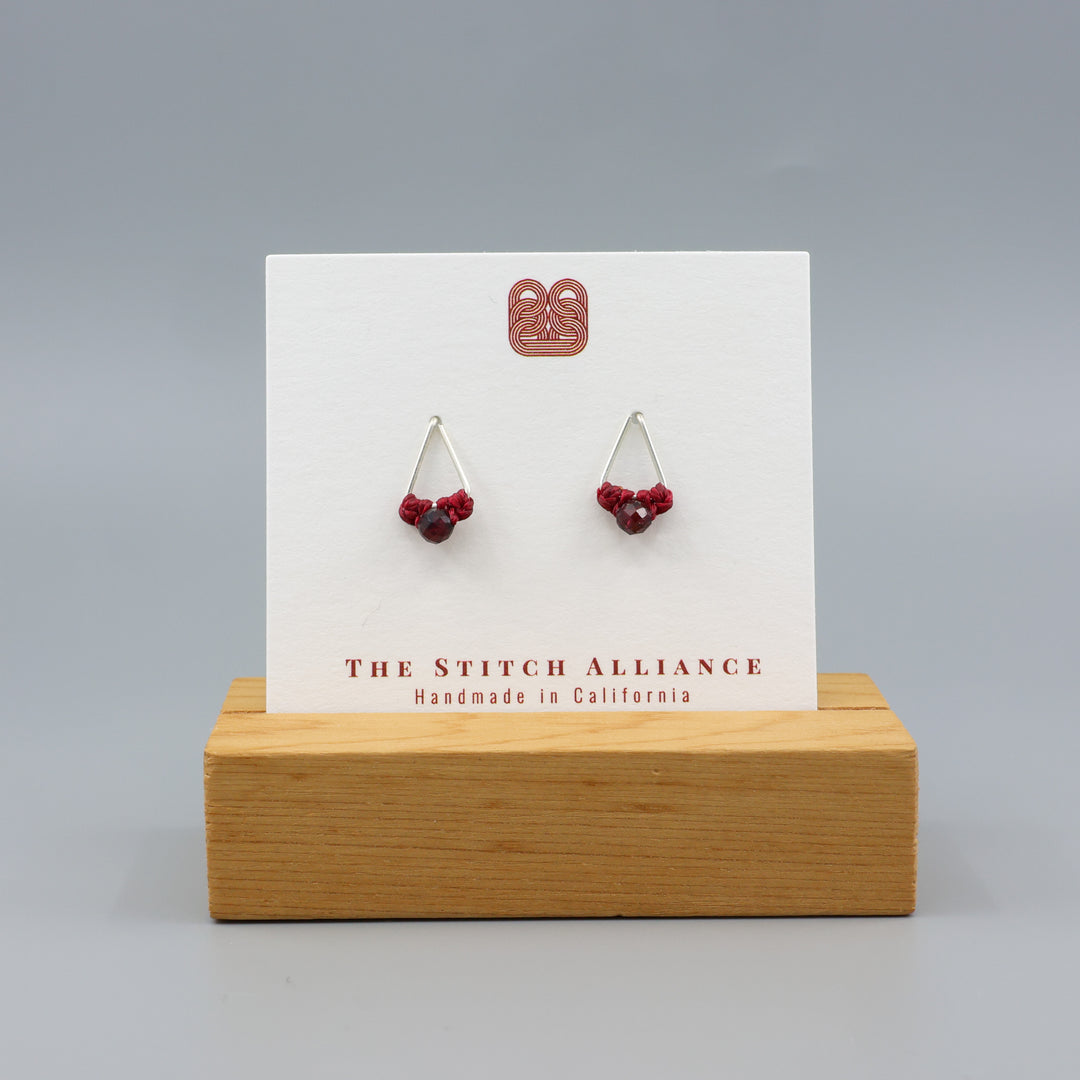 handmade garnet and sterling silver studs