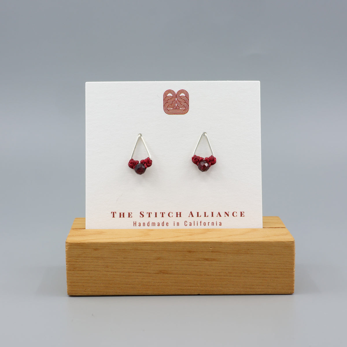 handmade garnet and sterling silver studs