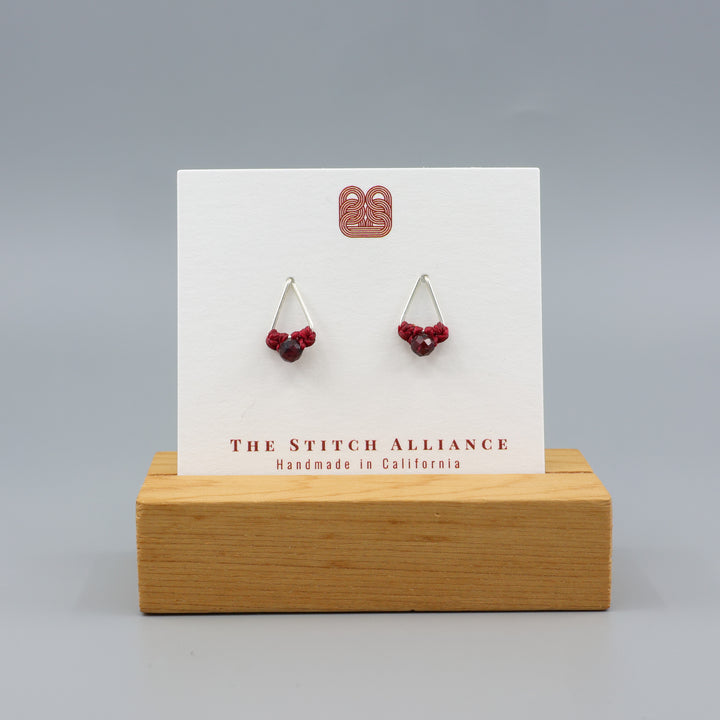 handmade garnet and sterling silver studs