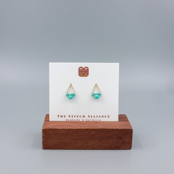Amazonite Stud Earrings / Triangle / Gold Fill
