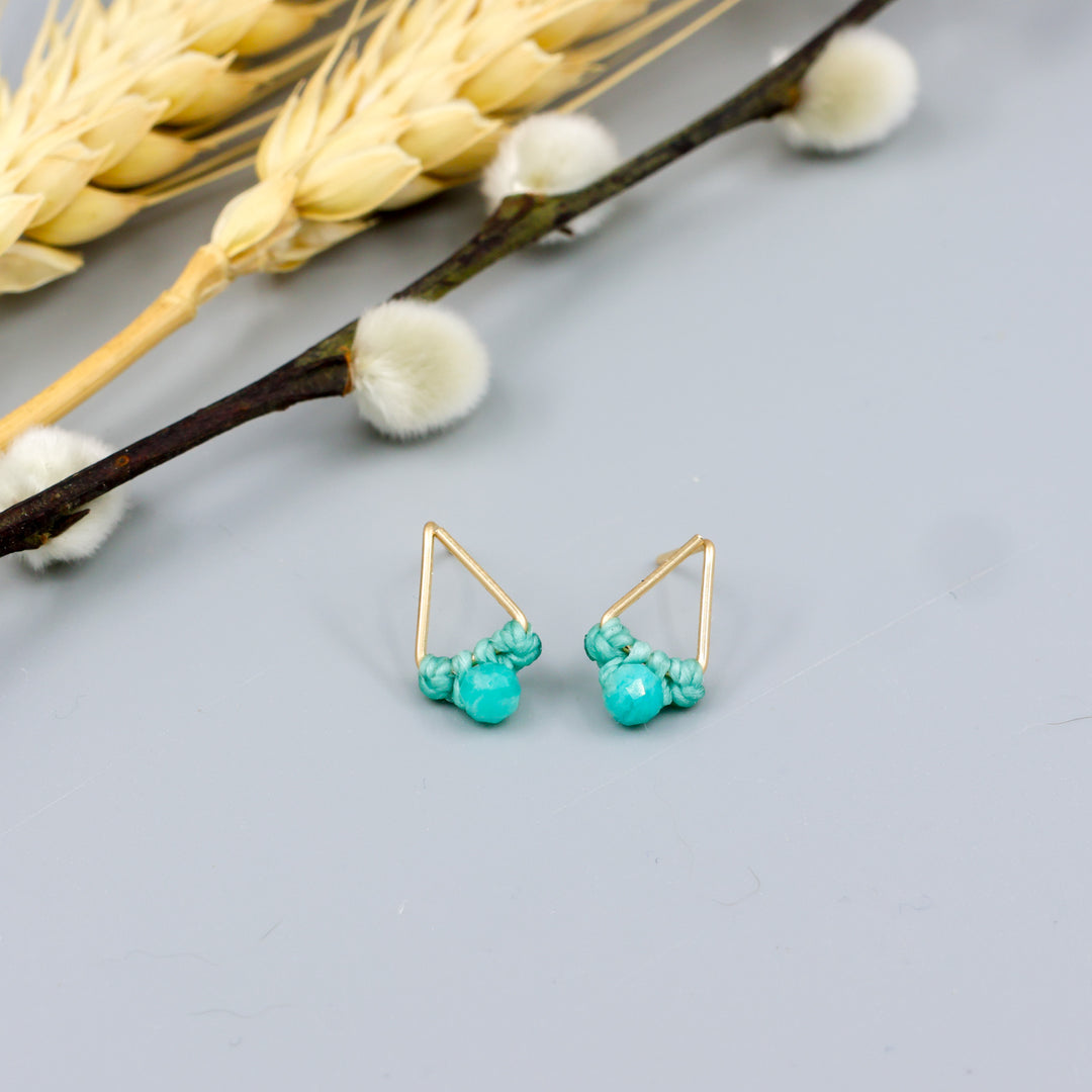 Amazonite Stud Earrings / Triangle / Gold Fill