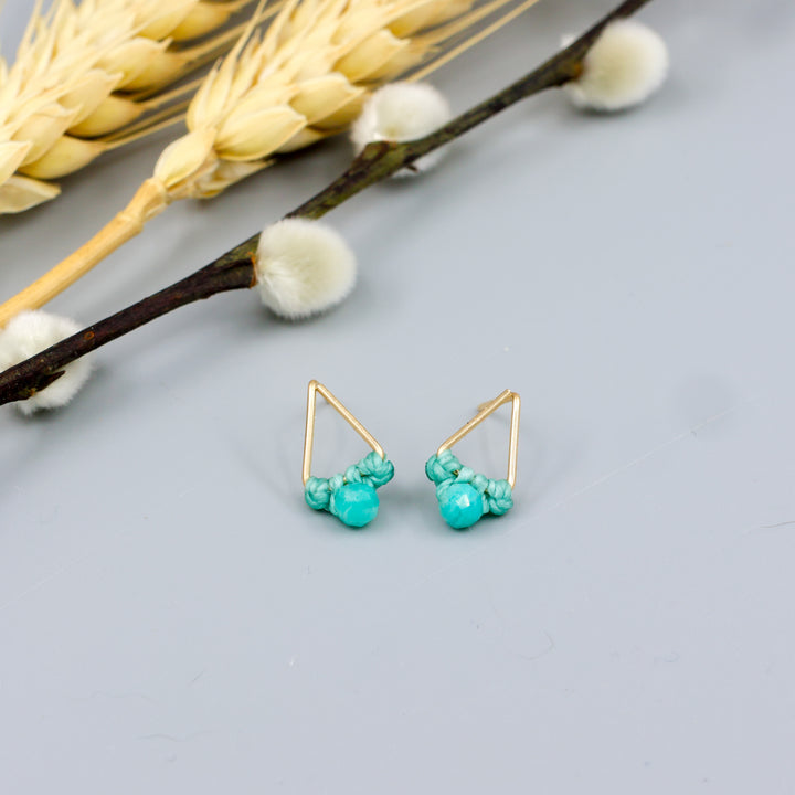 Amazonite Stud Earrings / Triangle / Gold Fill