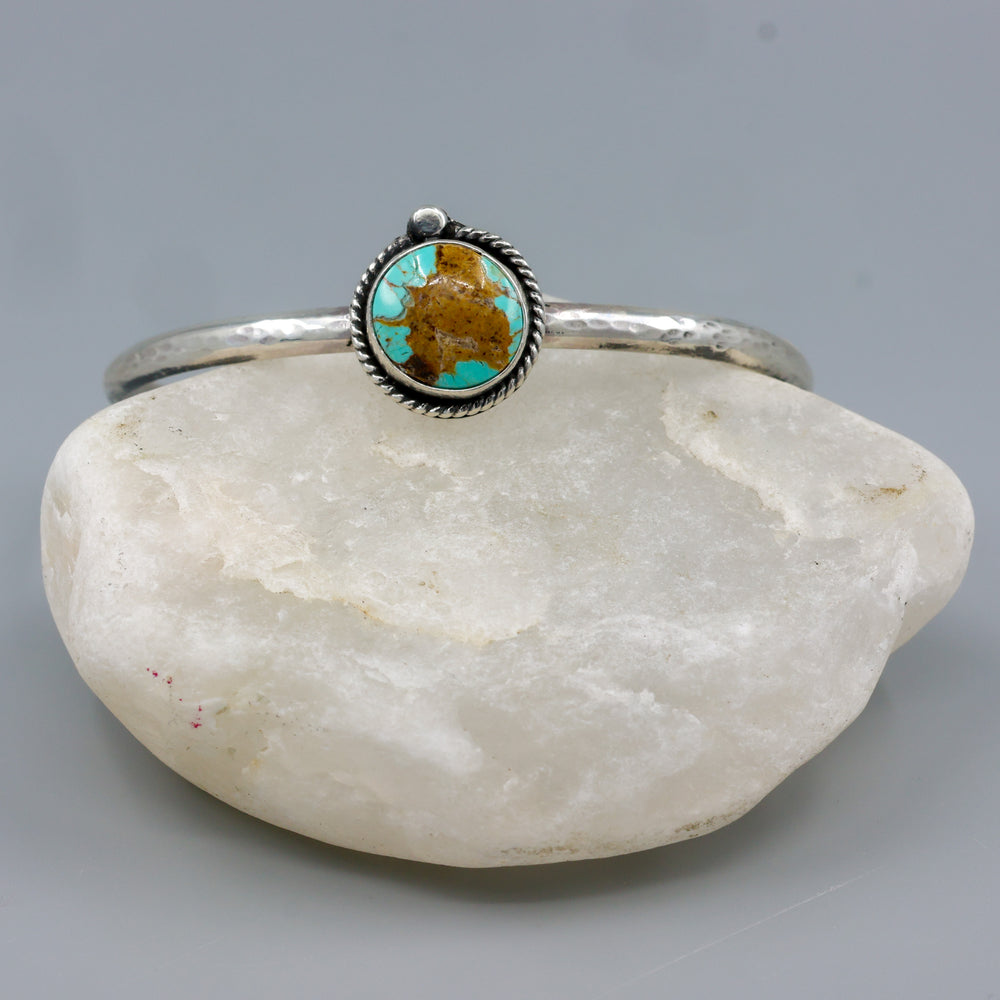 one of a kind turquoise aterling silver cuff bracelet handcrafted in California
