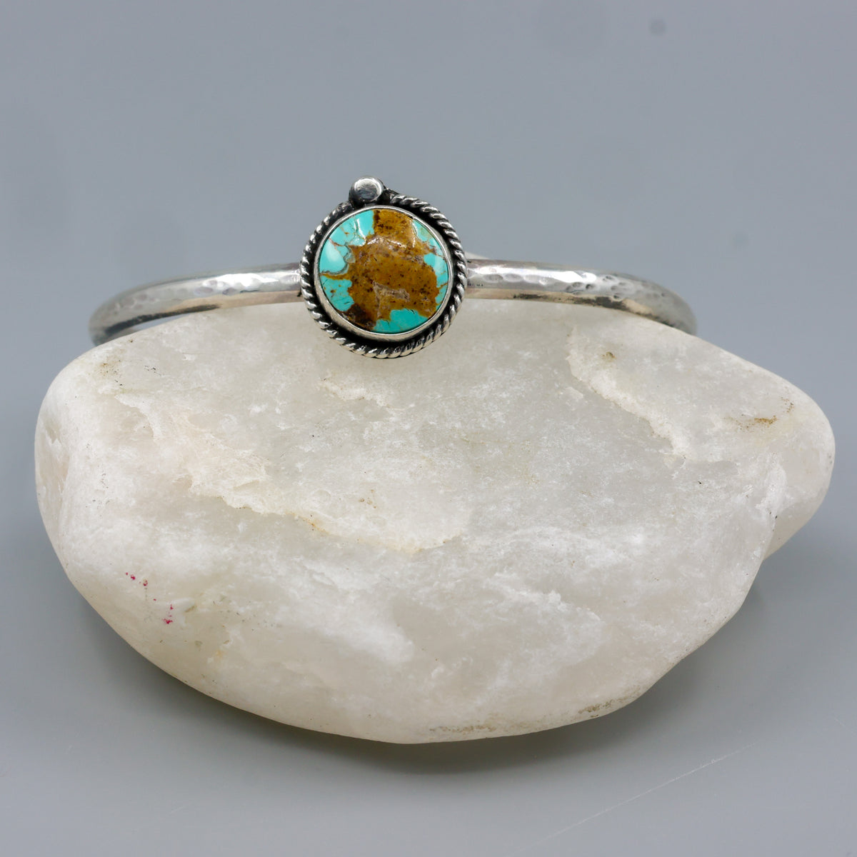 one of a kind turquoise aterling silver cuff bracelet handcrafted in California
