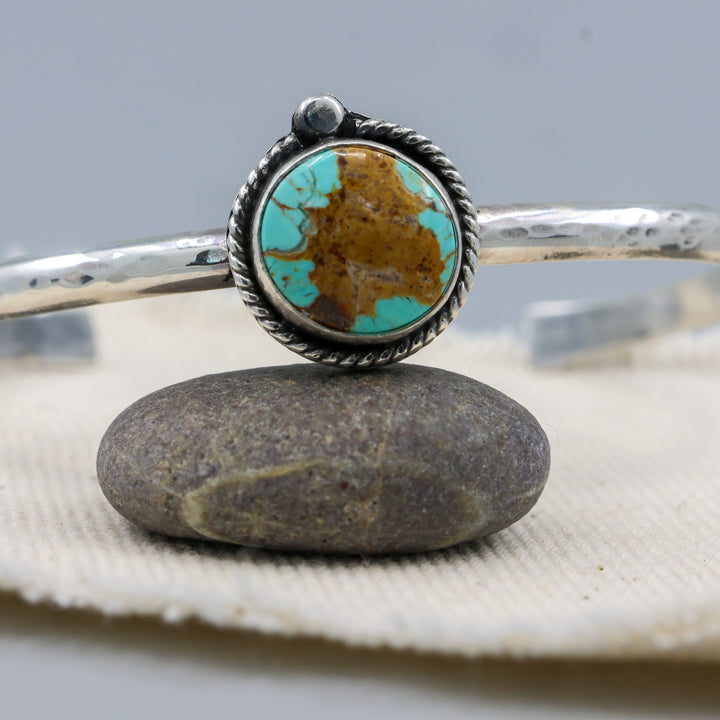 handcrafted one of a kind turquoise aterling silver cuff bracelet
