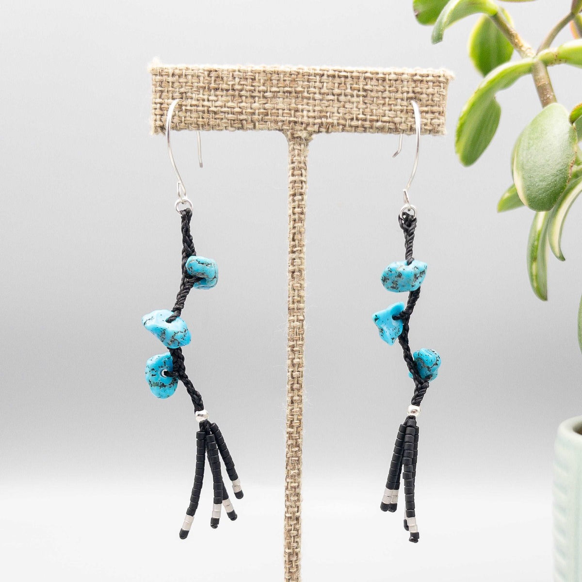 Western boho turquoise earrings sterling silver