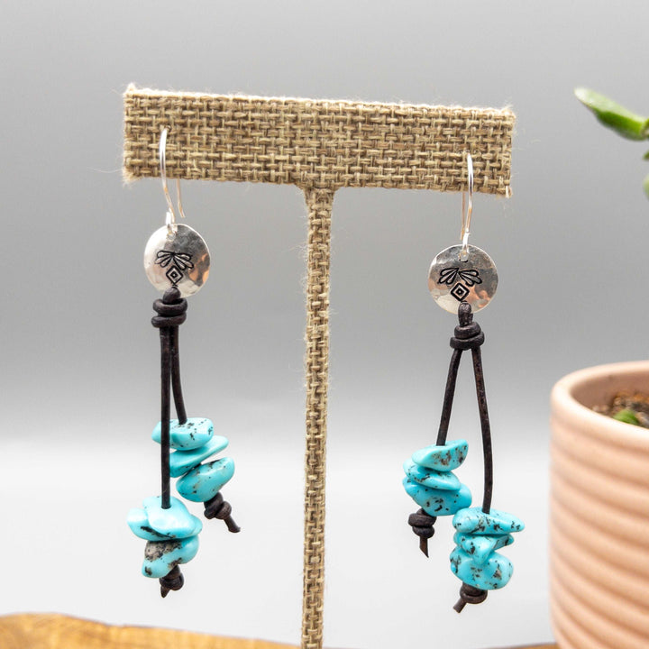 Handmade turquoise bead sterling silver earrings