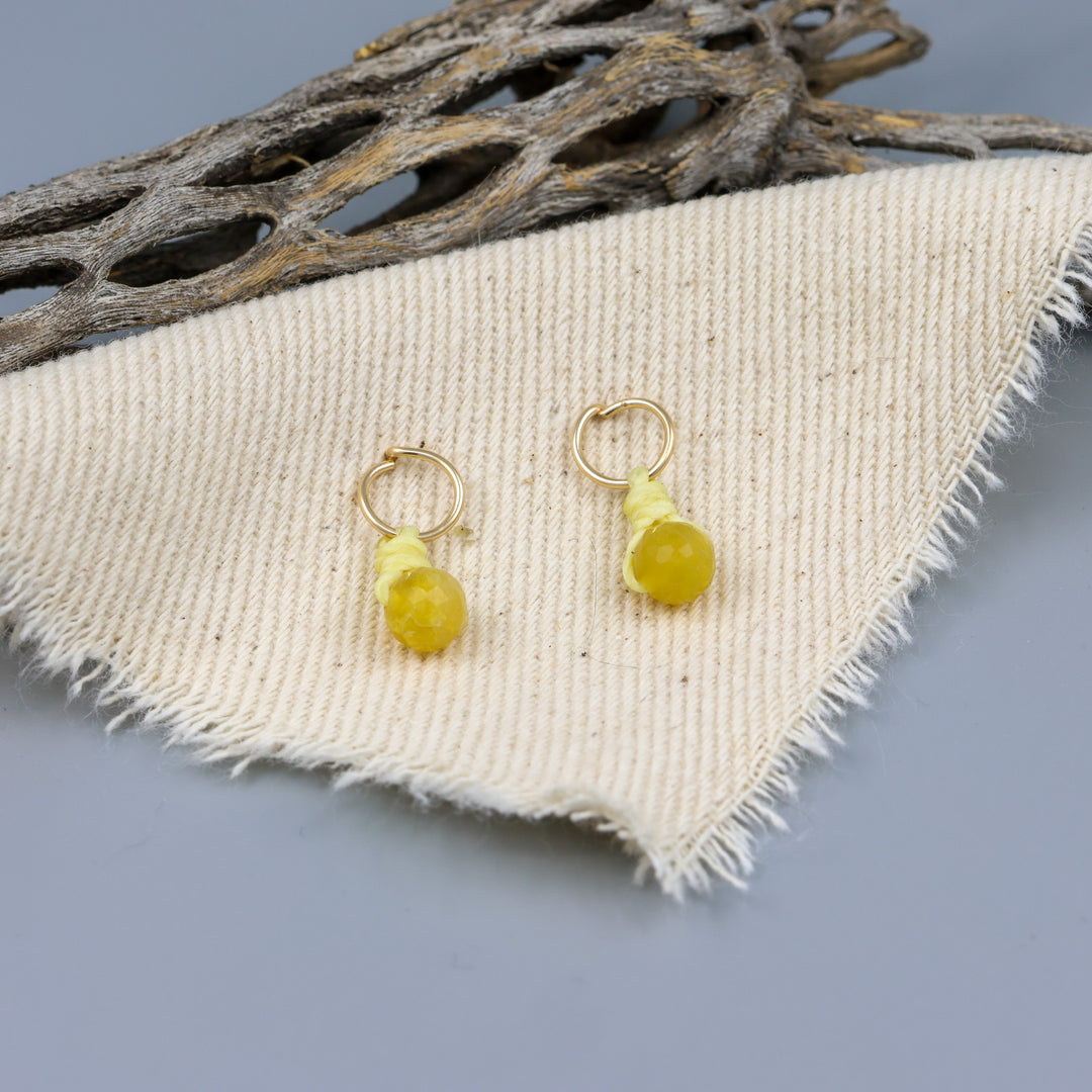 yellow opal mini dangle earrings gold fill handmade