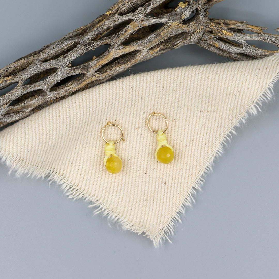 Yellow Opal Mini Dangle Earrings - Gold Fill