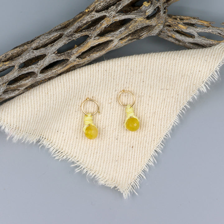 Yellow Opal Mini Dangle Earrings - Gold Fill