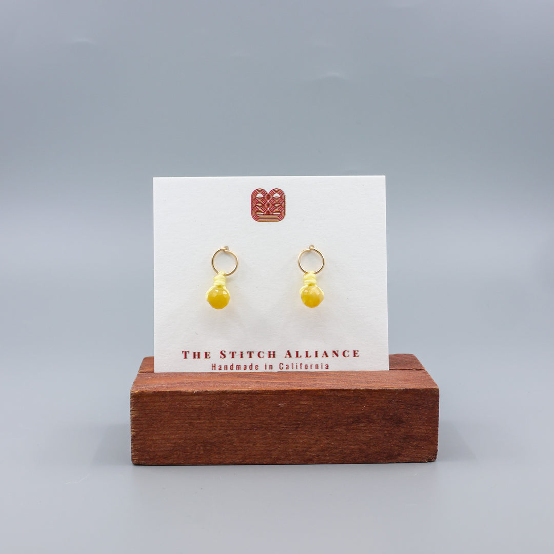 Yellow Opal Mini Dangle Earrings - Gold Fill