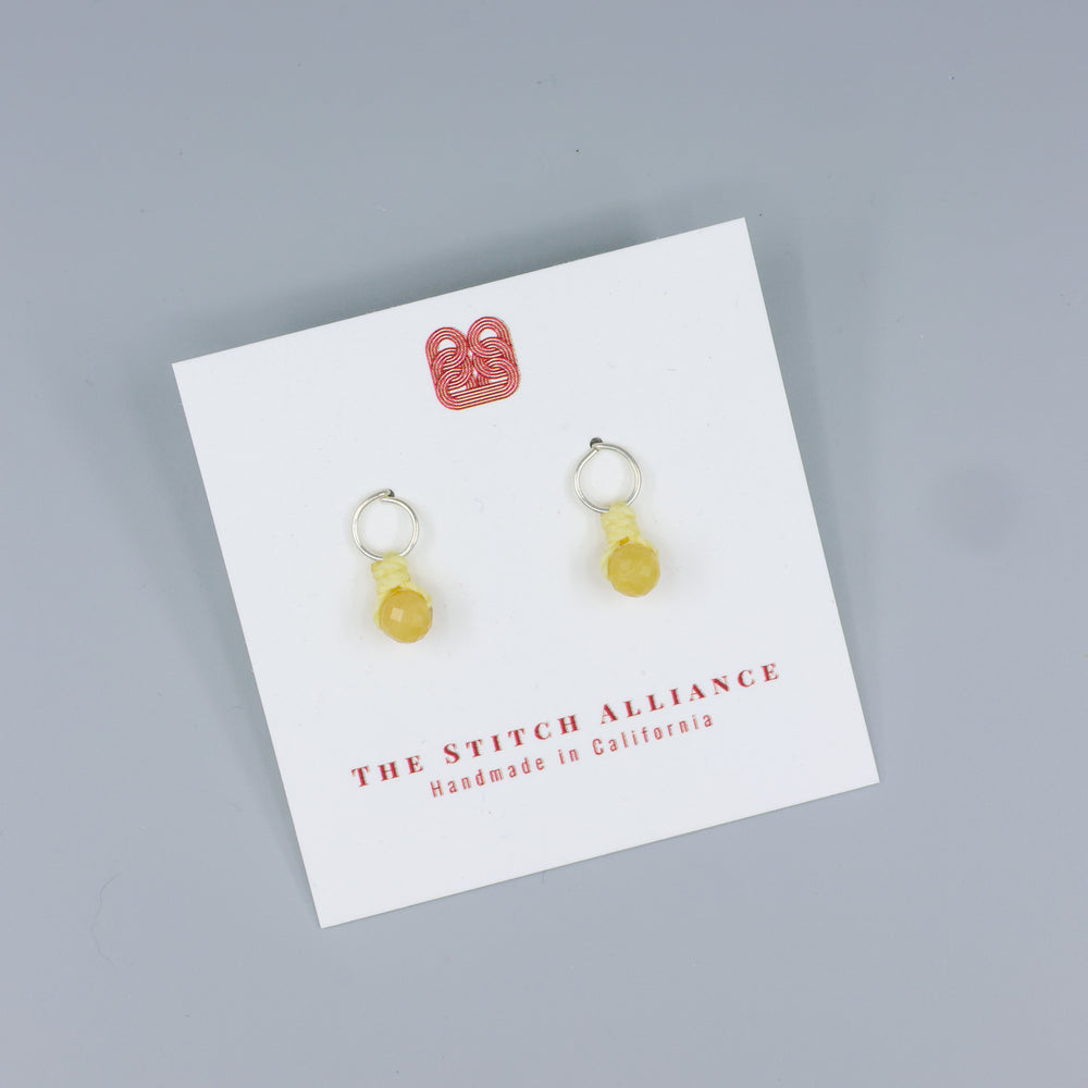 yellow opal sterling silver mini dangle earrings handmade