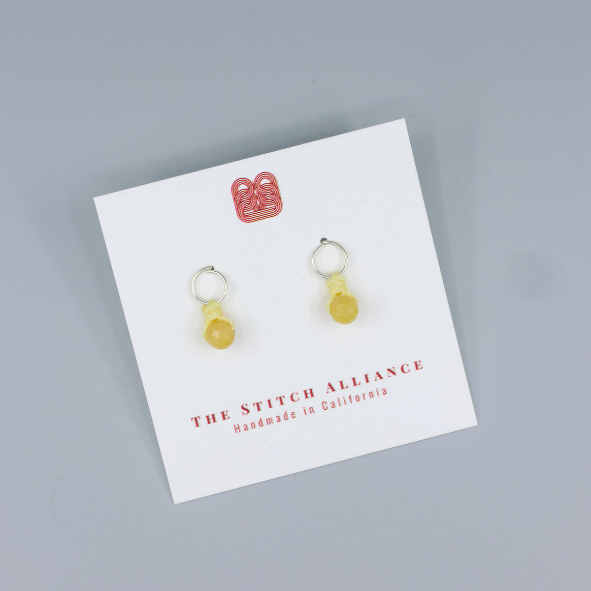 yellow opal sterling silver mini dangle earrings handmade