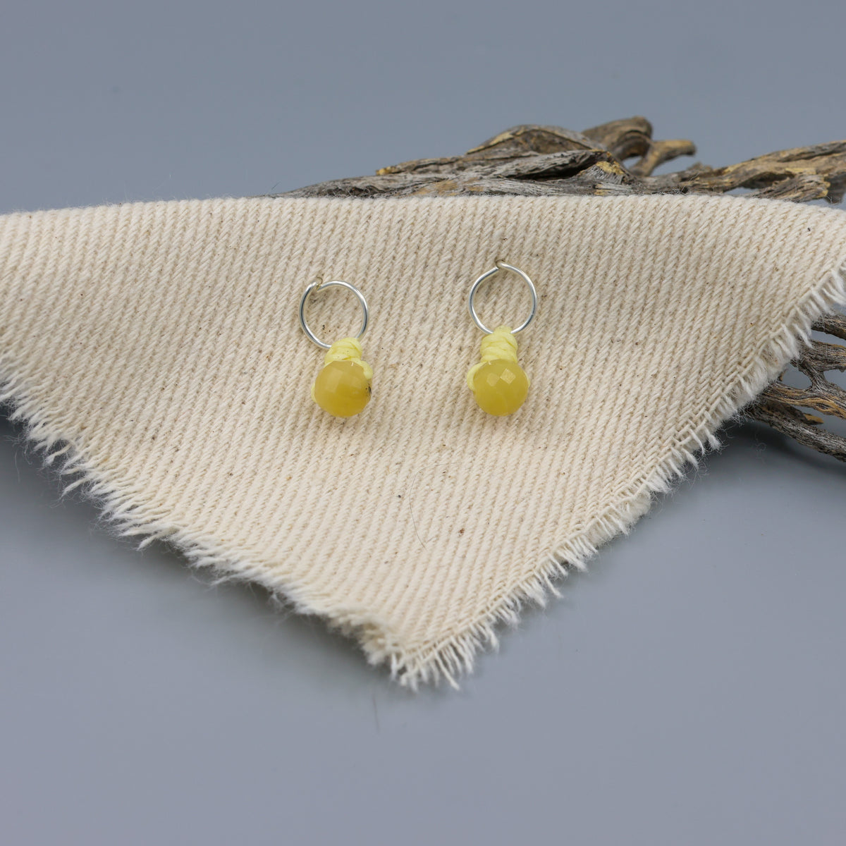 yellow opal sterling silver mini dangle earrings handmade usa
